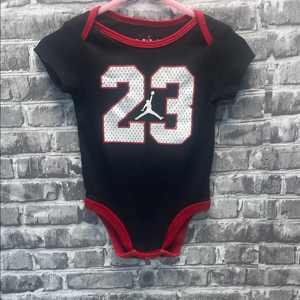 Jordan Black and Red Onesie with‎ 23